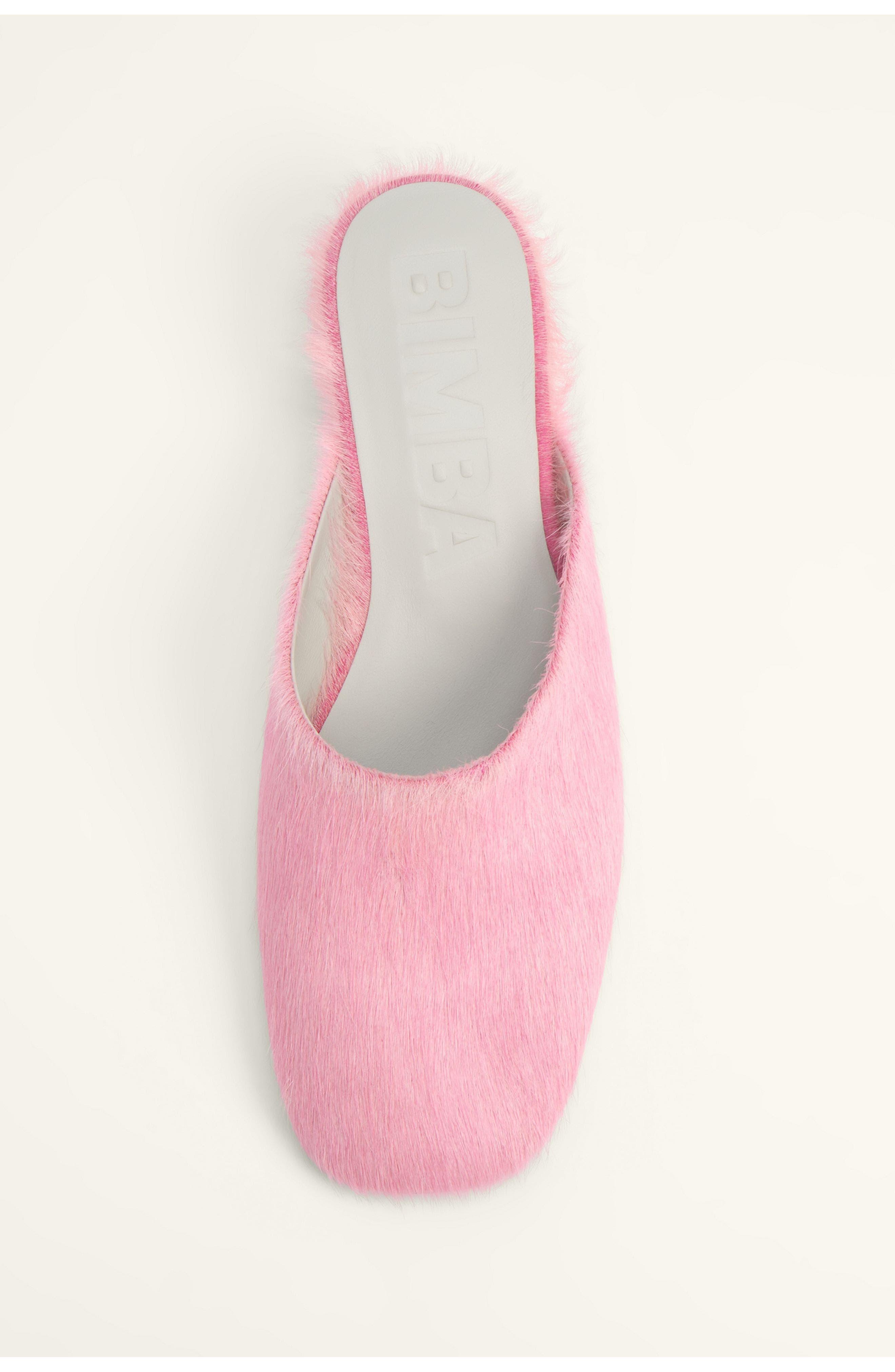 Leather Fur Wedge Mule, Alternate, color, PINK
