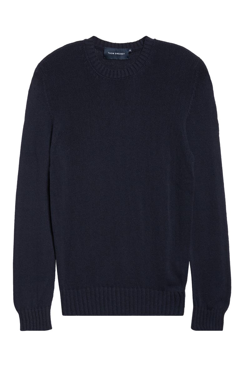 Bourette Silk Crewneck Sweater, Alternate, color, NAVY