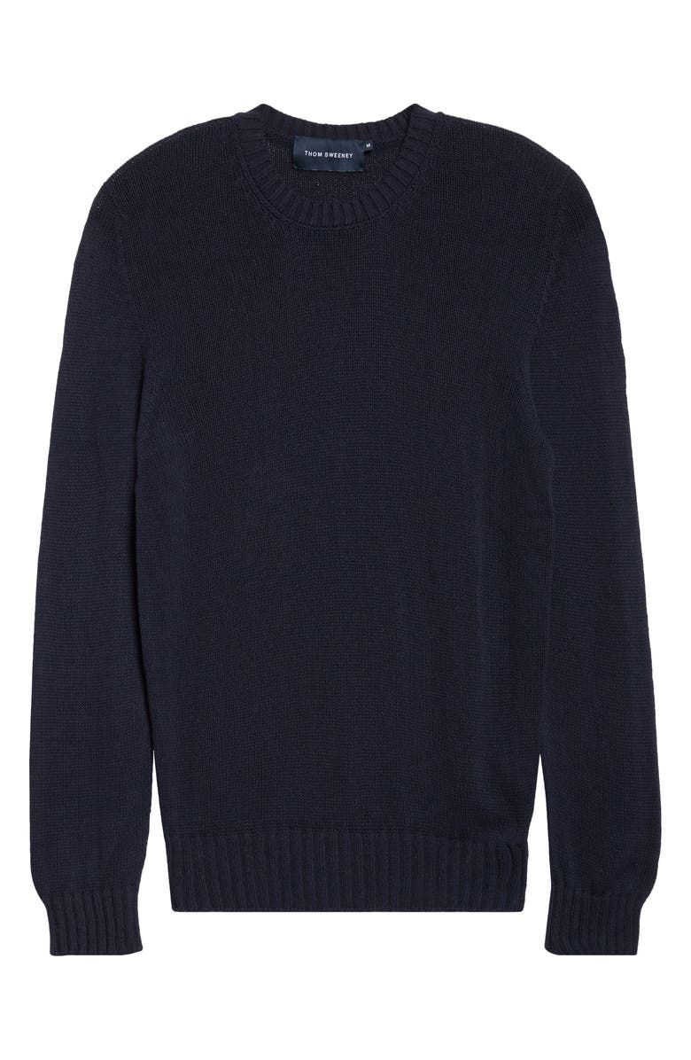 Thom Sweeney Bourette Silk Crewneck Sweater, Alternate, color, Navy