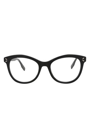 Alexander Mcqueen Mcqueen 51mm Cat Eye Optical Frames In Black Black Transparent