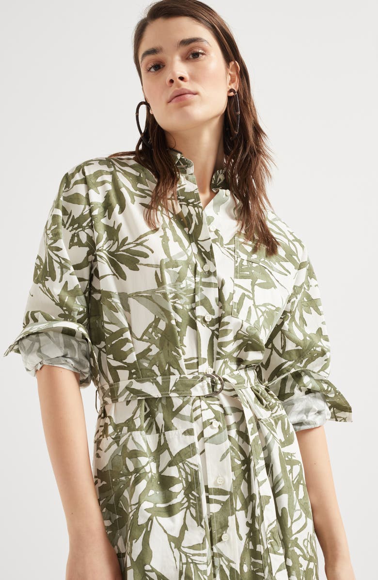 Brunello Cucinelli Herbarium Print chemisier dress, Alternate, color,