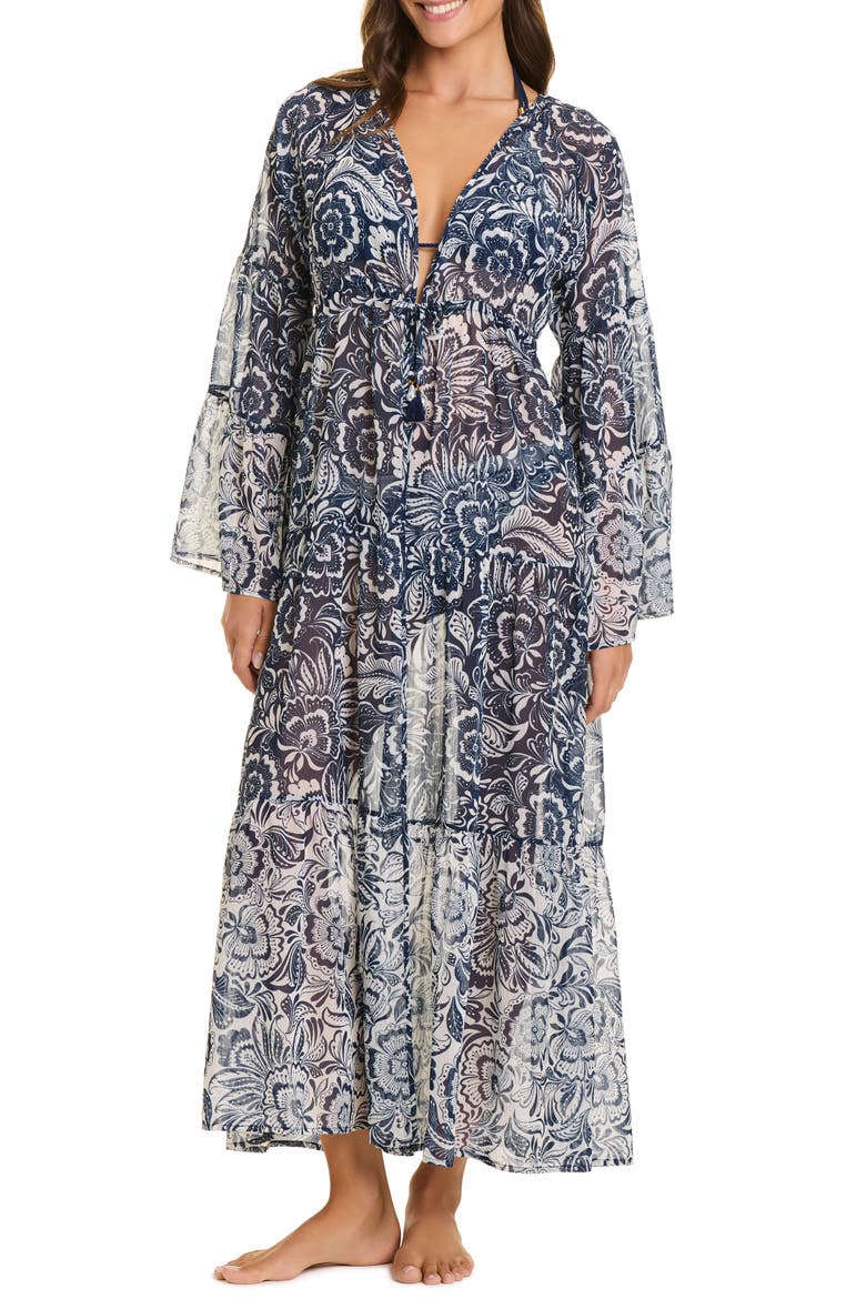 Floral Cover-Up Maxi Dress, Main, color, MIDNIGHT