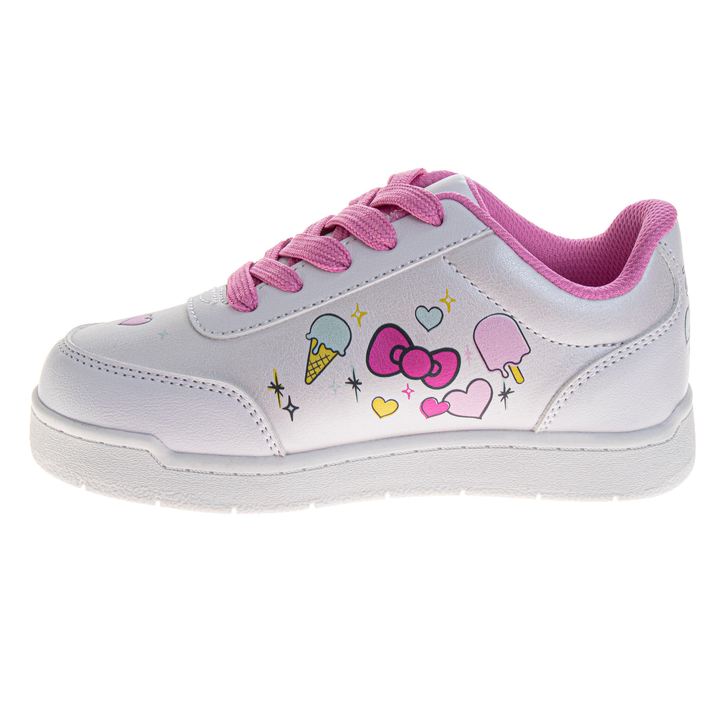 Hello Kitty Sanrio Hello Kitty Sneakers for Girls  Colorful Official Casual Comfort Shoes, Alternate, color, White Pink