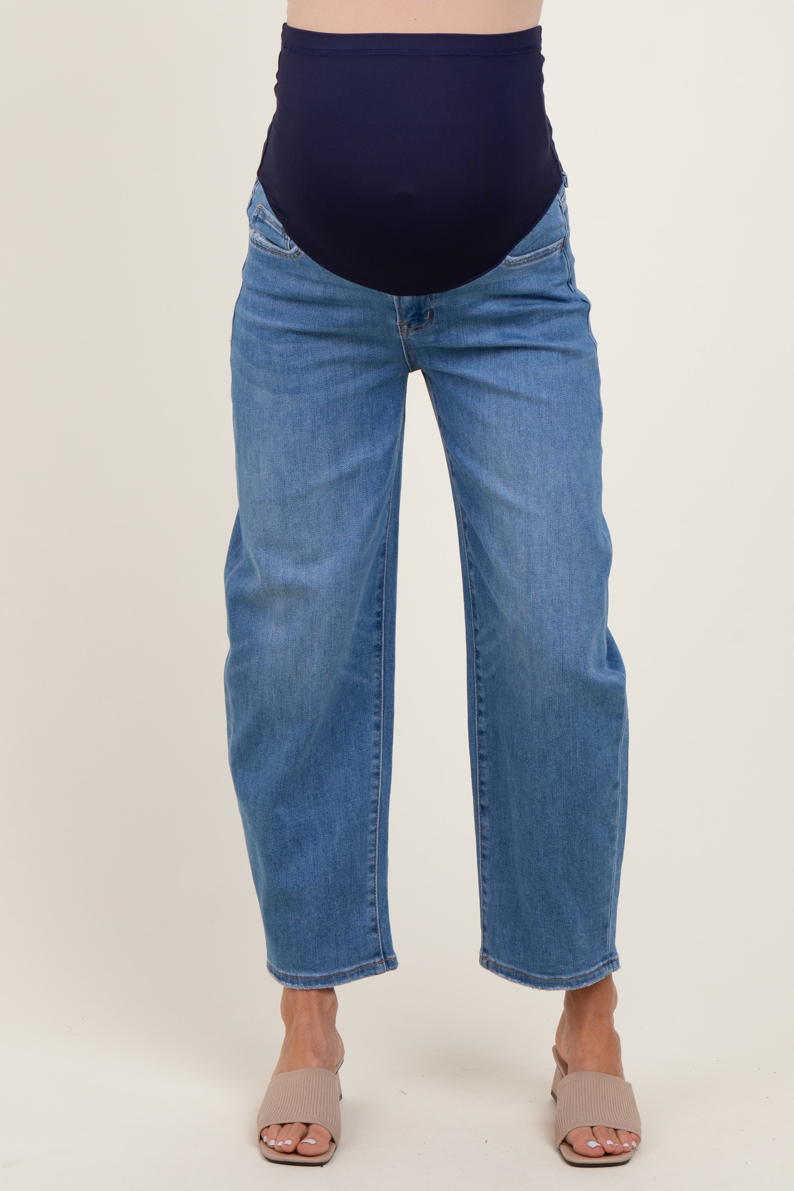 Classic Wash Barrel Leg Maternity Jeans - image 2