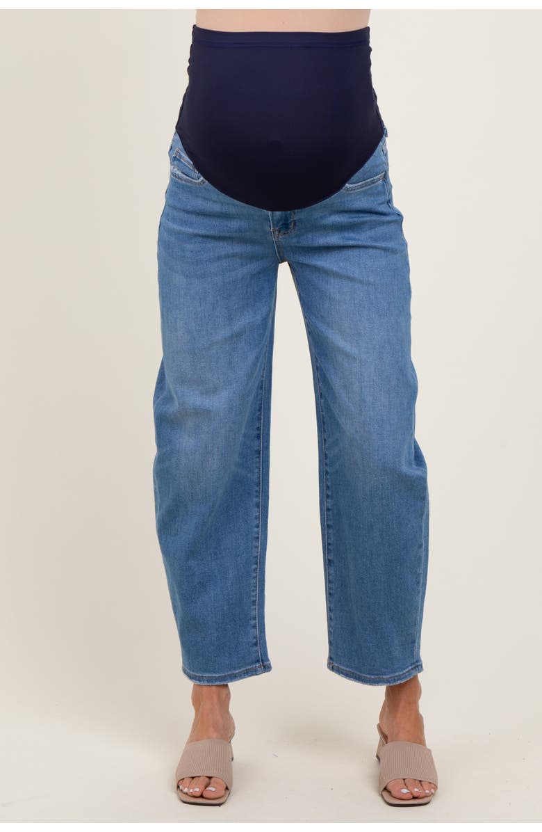 PinkBlush Classic Wash Barrel Leg Maternity Jeans, Alternate, color, Blue