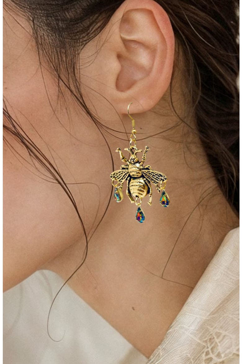 Vintage Cicada Gem Earrings, Alternate, color, Prismatic