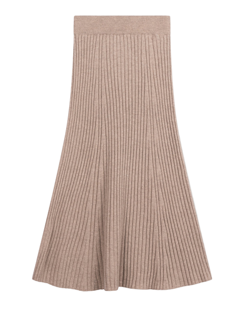 Calf-Length Cashmere Knit Skirt