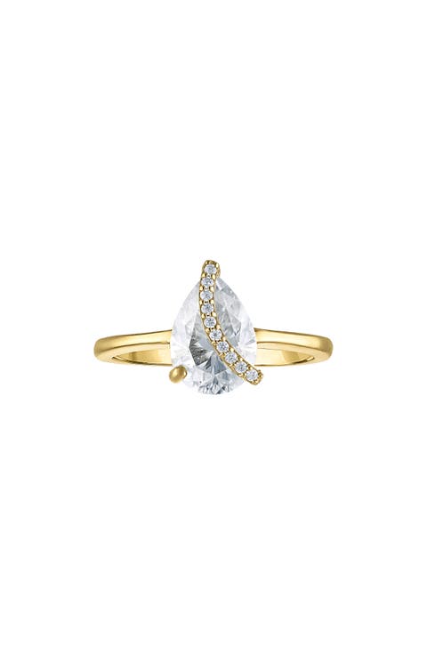 10K Yellow Gold Pear Cut Lab Grown Moissanite Ring