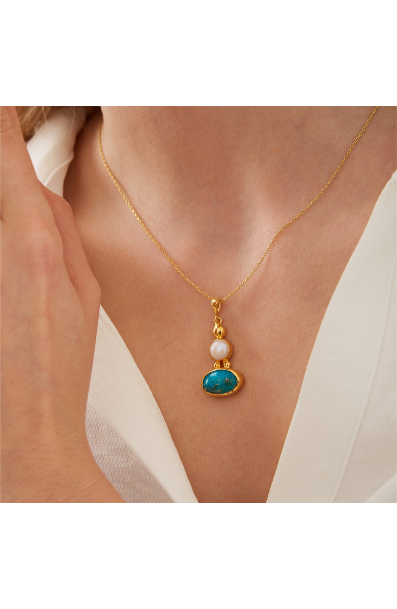 Spero London Turquoise Authentic Pendant Sterling Silver Gold Plated Necklace, Alternate, color, Gold