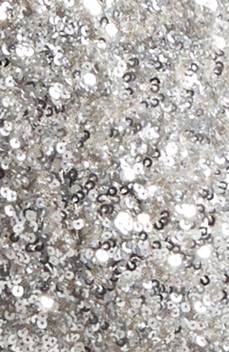 Alice + Olivia Cataline Sequin Jumpsuit, Alternate, color, Silver