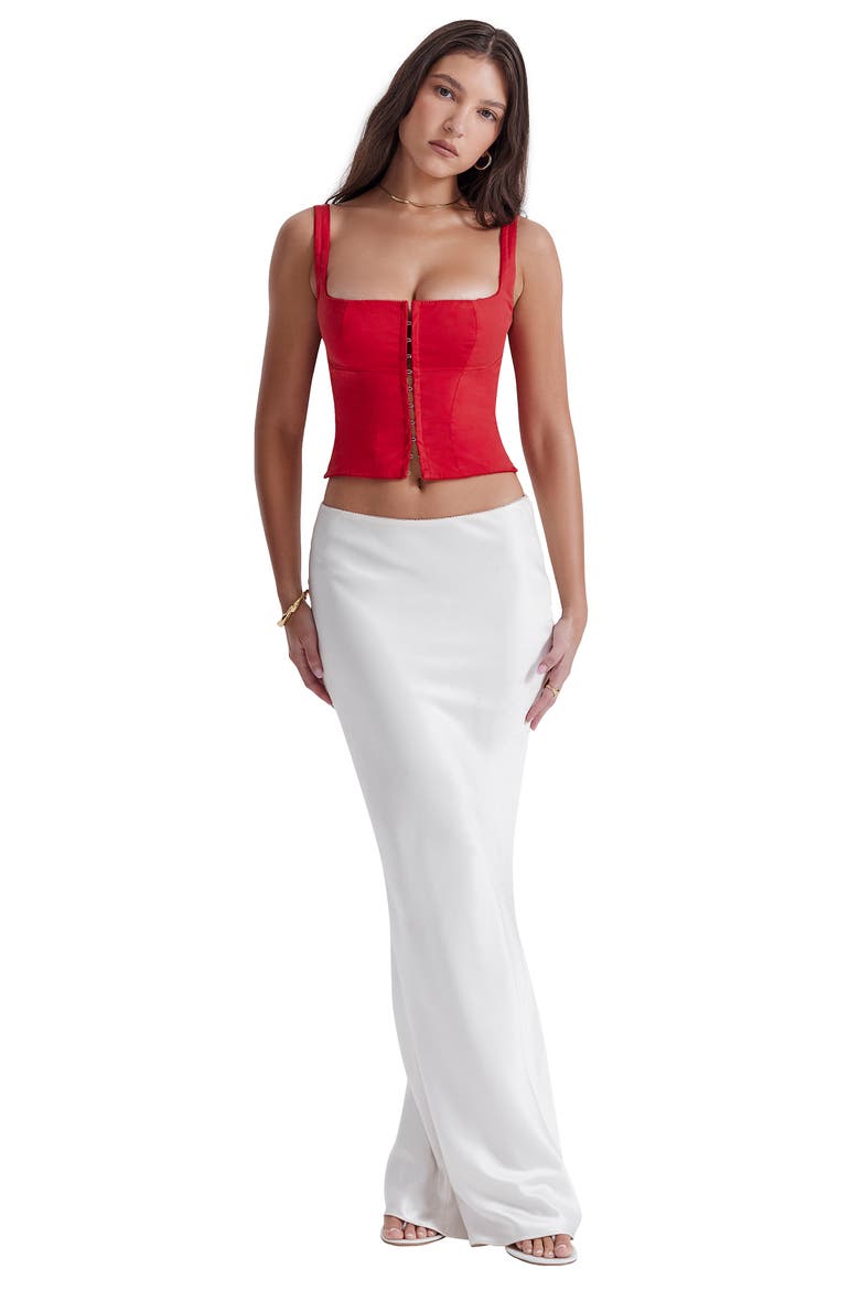 Pia Poplin Corset Crop Top, Alternate, color, RED