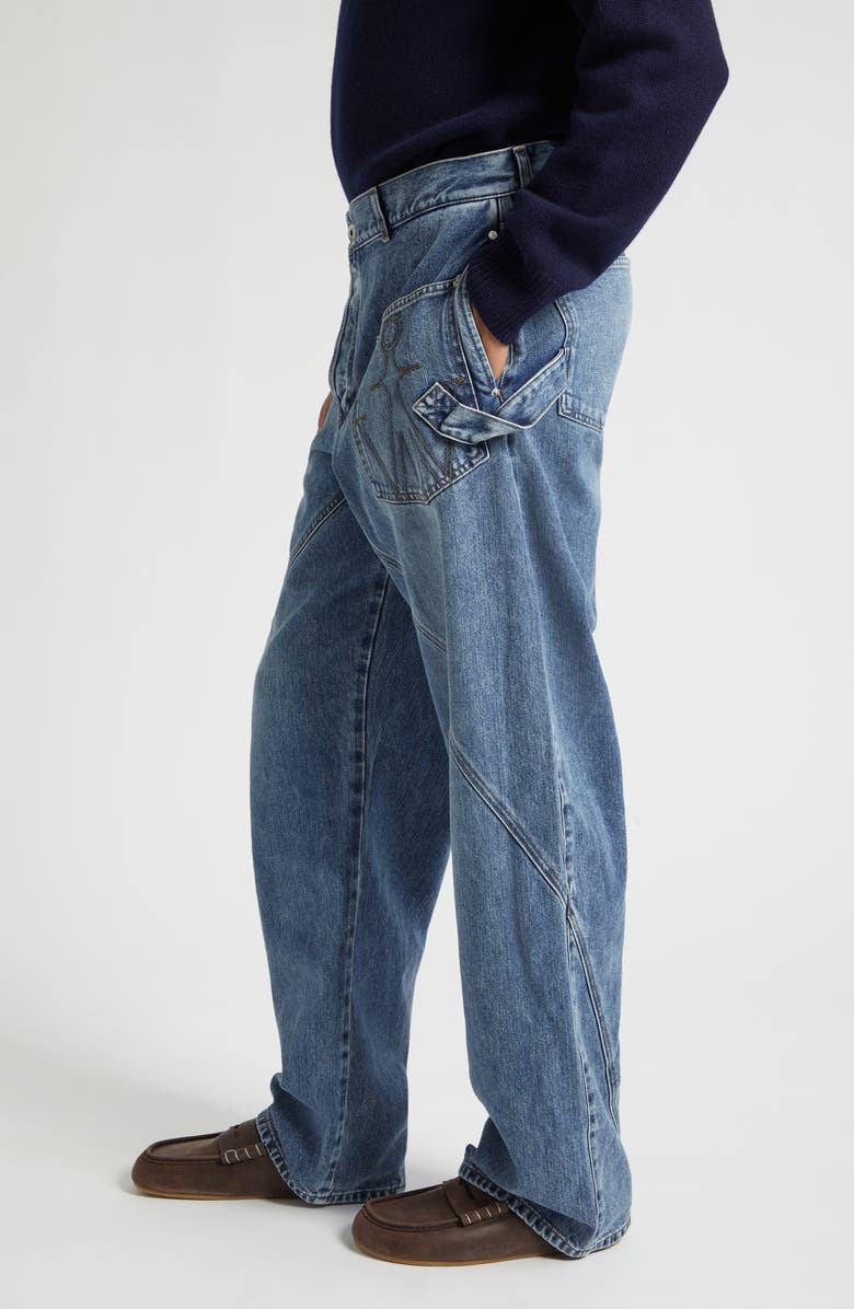 JW Anderson Twisted Workwear Jeans, Alternate, color, Mid Blue