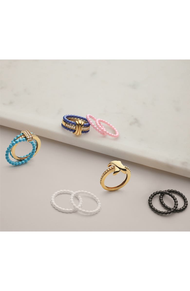 LAGOS Meridian Diamond & Ceramic Stacking Ring Set, Alternate, color, Gold/ Black