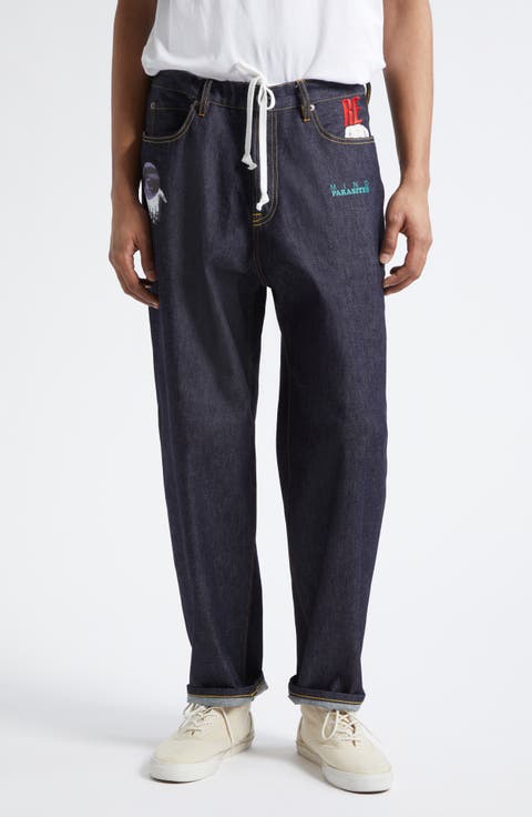 Embroidered Graphic Straight Leg Jeans