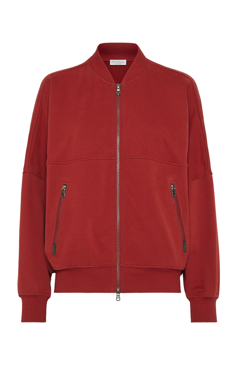 Brunello Cucinelli Cotton smooth French terry sweatshirt with monili, Main, color, 