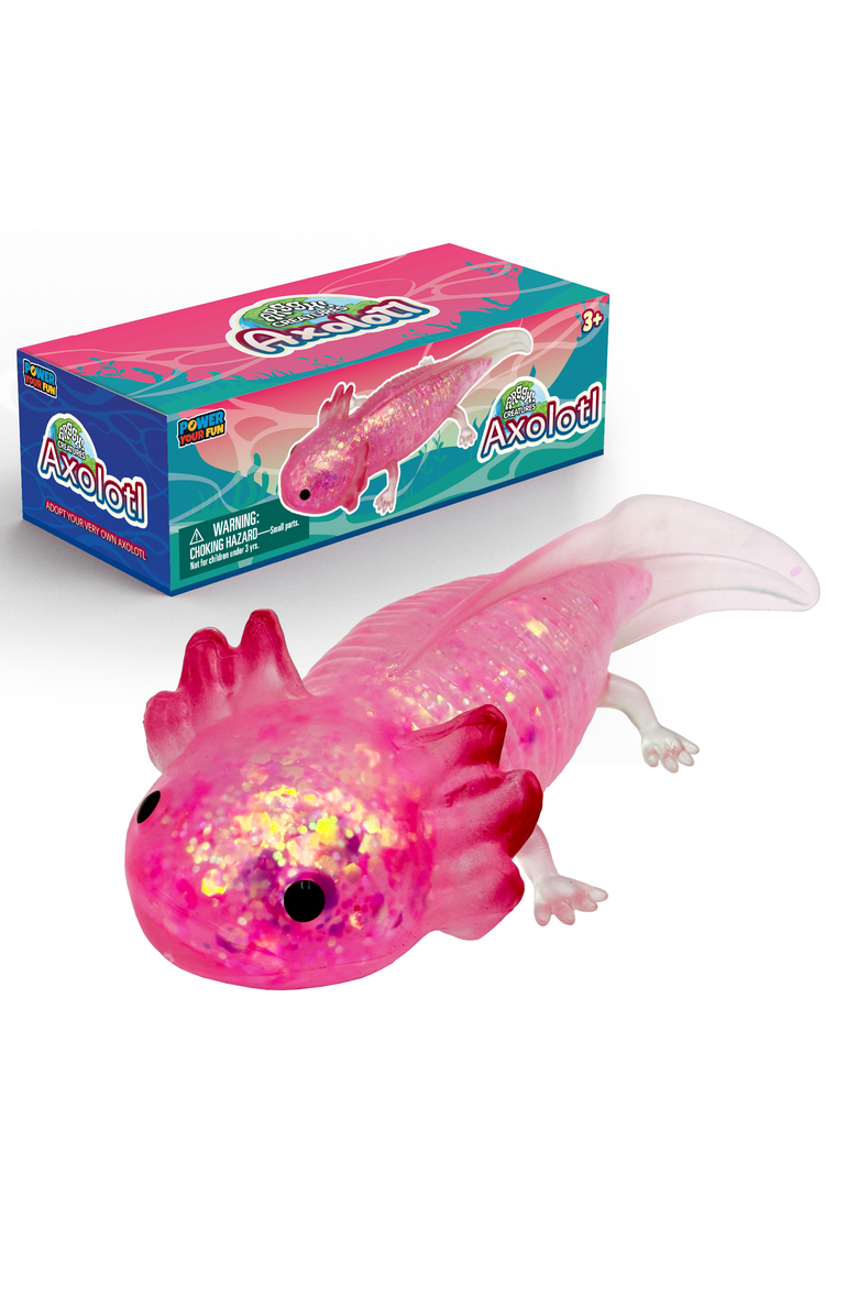 Power Your Fun Axolotl Stress Toy - Glitter Pink, Main, color, Pink