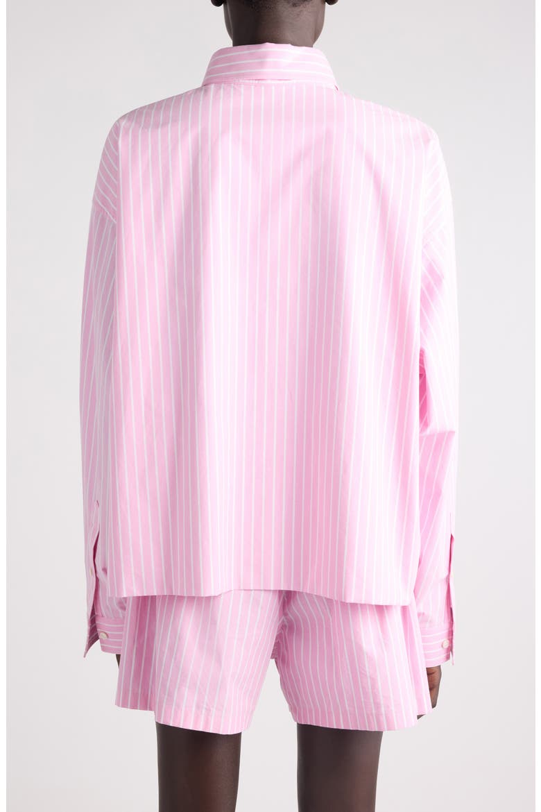 Folded Stripe Cotton Poplin Button-Up Shirt, Alternate, color, 5621 PINK/ WHITE