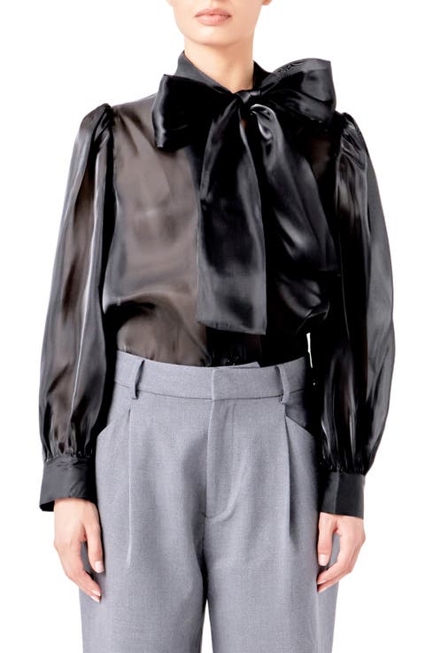 Organza Bow Tie Shirt