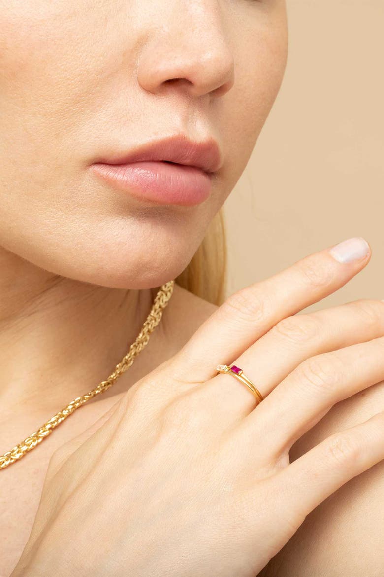 14K Gold Fresco Baguette Ring, Alternate, color, Blue Cubic Zirconia