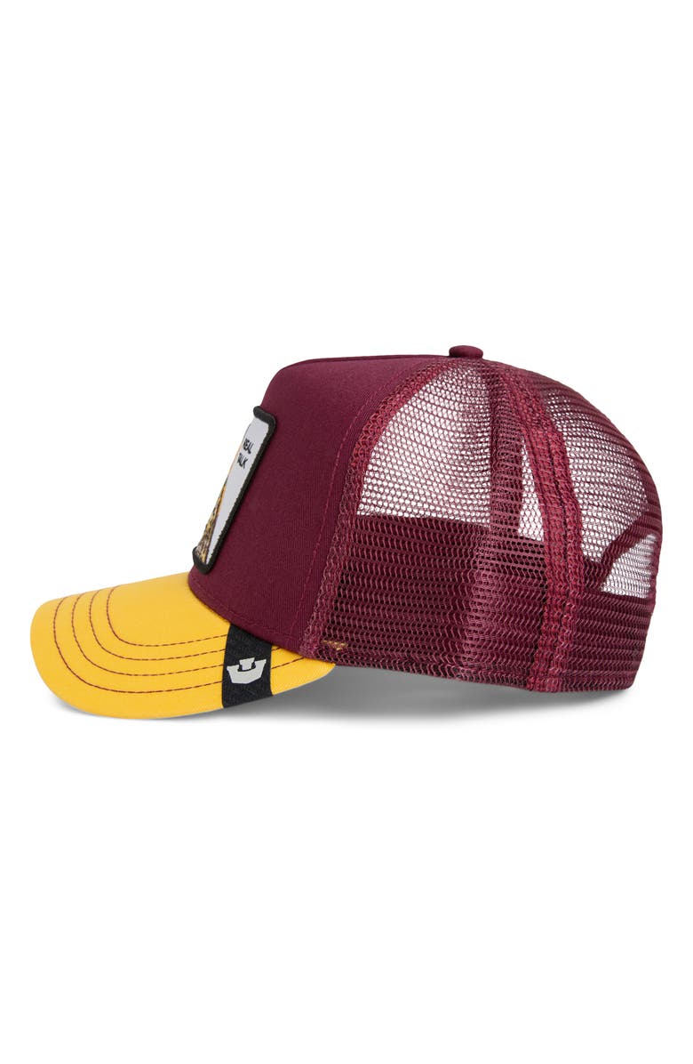 Goorin Bros. Real Talk Owl Patch Snapback Trucker Hat, Alternate, color, Desire / Beam