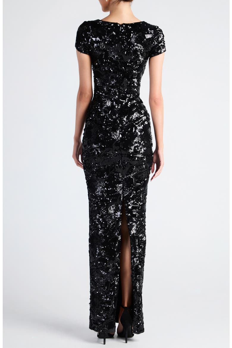 Danny Sequin Column Gown, Alternate, color, BLACK