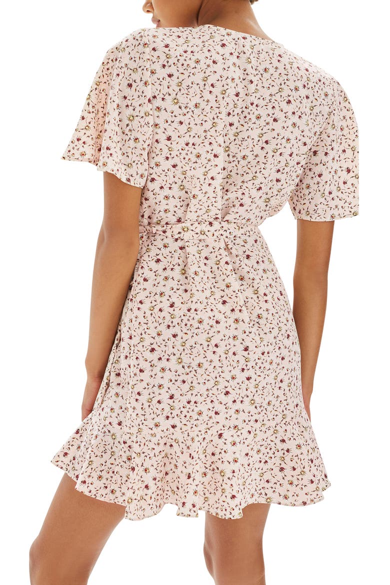 Daisy Ruffle Wrap Tea Dress, Alternate, color, NUDE
