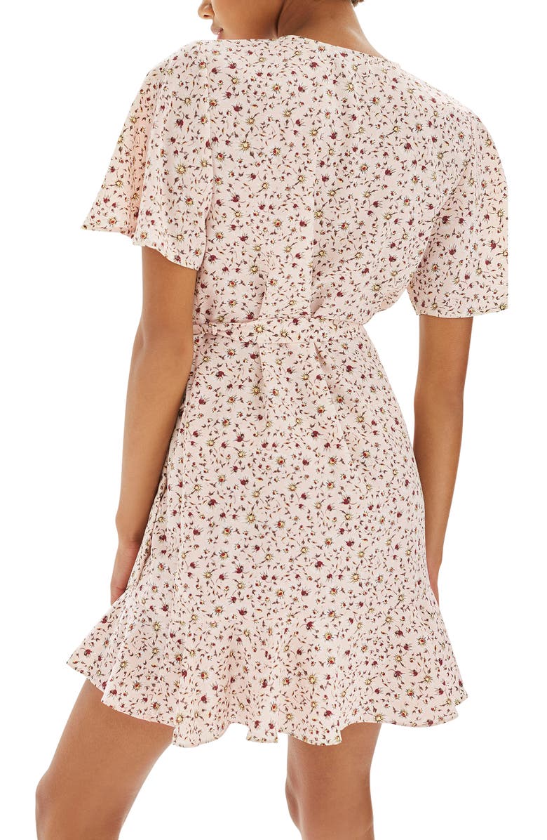 Topshop Daisy Ruffle Wrap Tea Dress, Alternate, color,