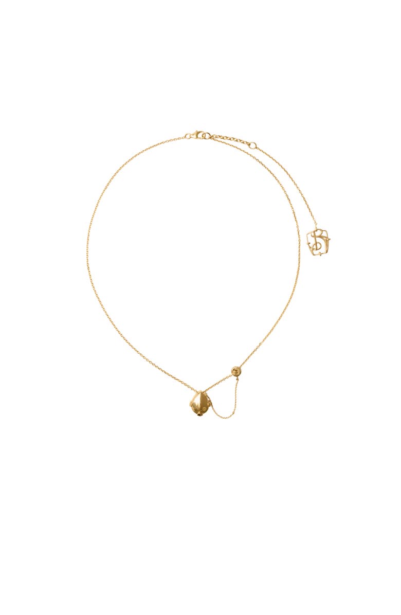 Burberry Onyx Shield Pendant Necklace, Alternate, color, Gold/Black/Clear