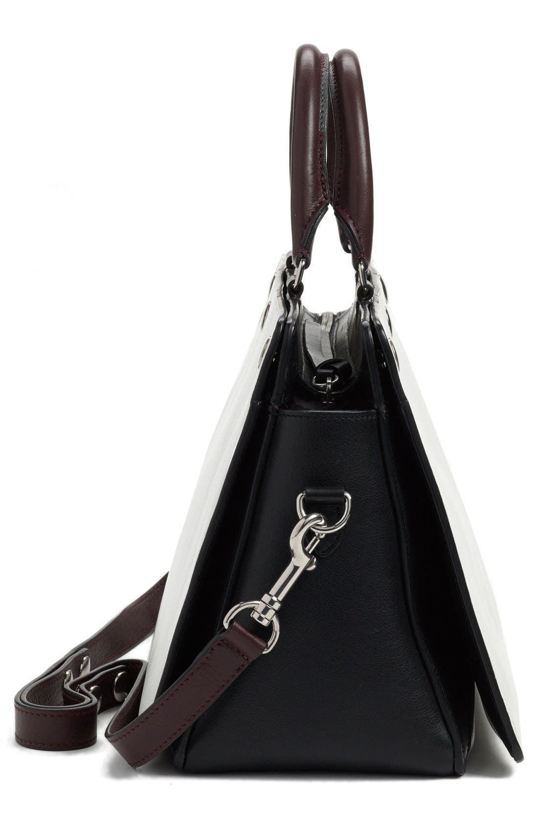 'Chester' Leather Satchel, Alternate, color, WHITE/BLACK/OXBLOOD