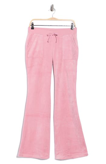 Juicy Couture Heritage Velour Wide Leg Track Pants In Pink