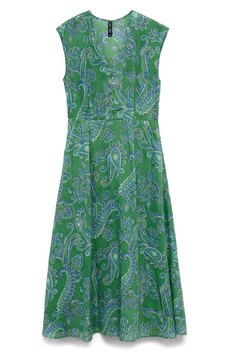 MANGO Paisley Print Midi Dress, Alternate, color, Green