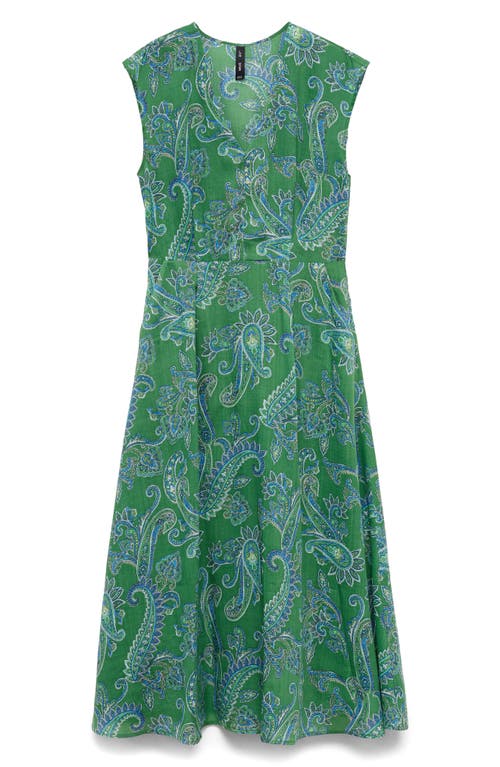 Mango Paisley Print Midi Dress In Green