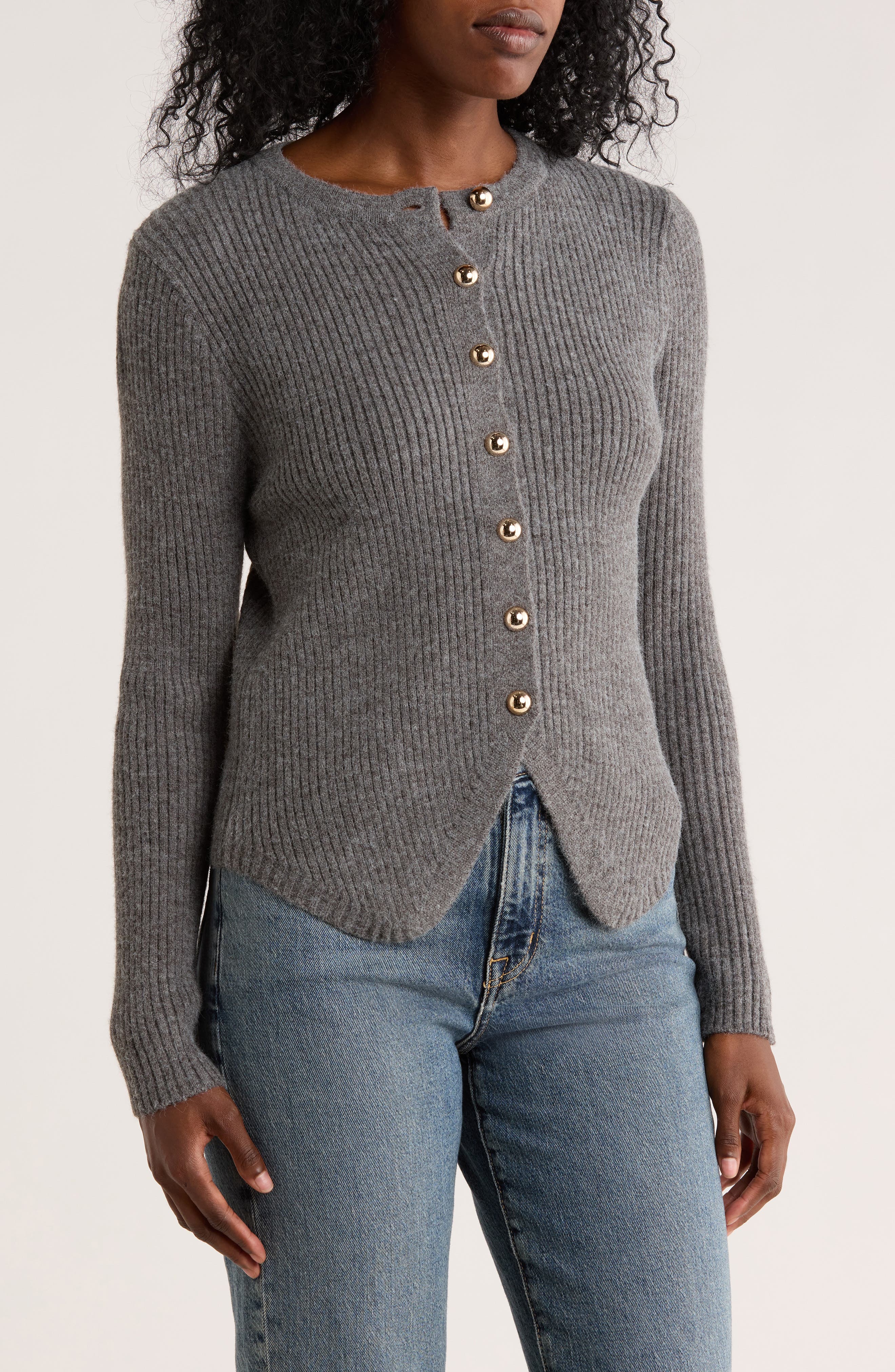 Elodie Cutaway Rib Cardigan