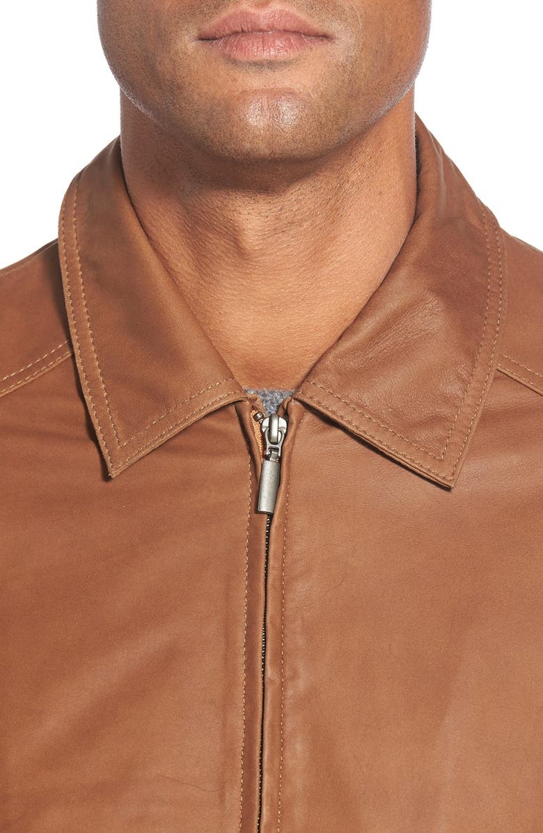 Missani Le Collezioni Missani Le Collezioni Lambskin Leather Jacket, Alternate, color, 