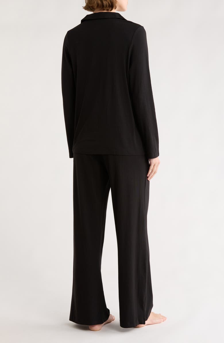 Calvin Klein Logo Long Pajamas, Alternate, color, Black