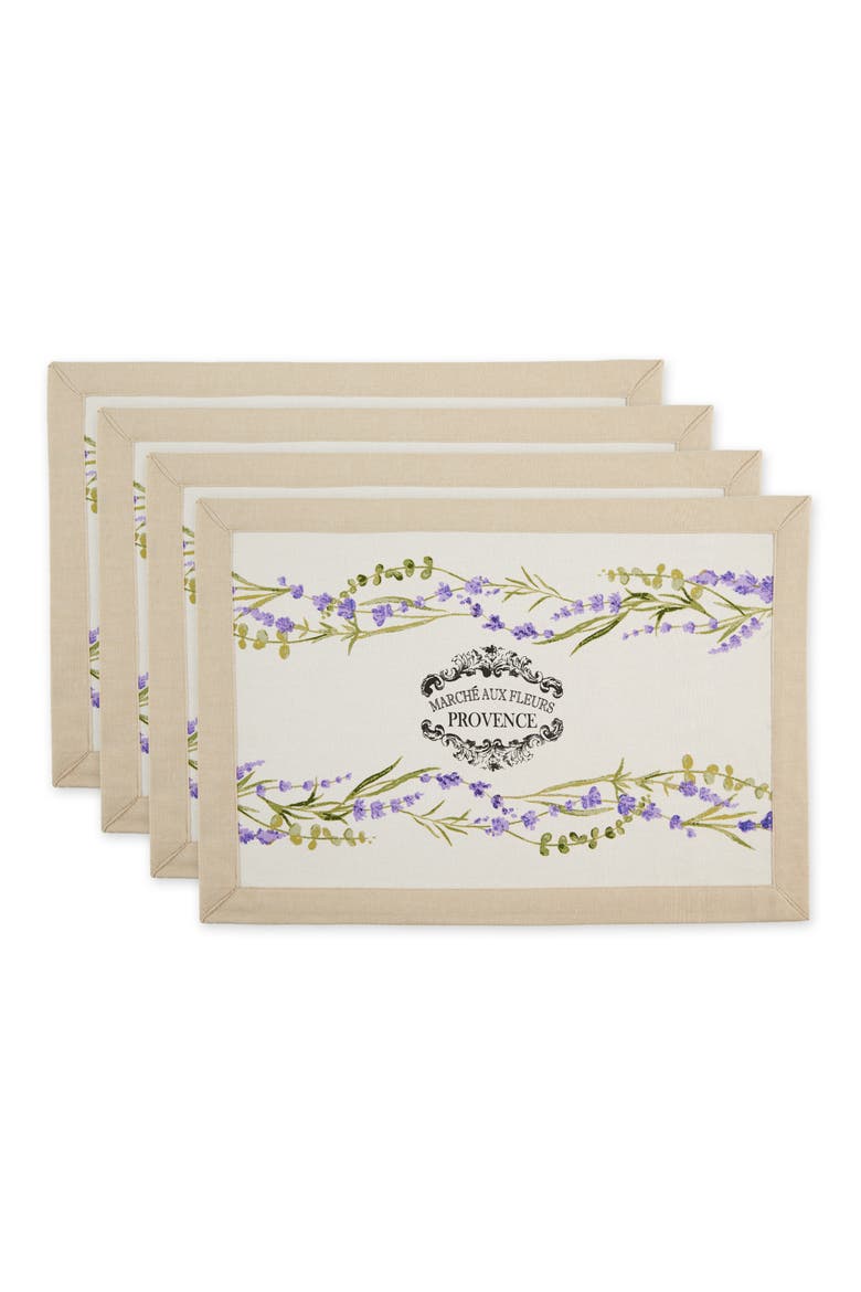Lavender Garden Set of 4 Placemats, Main, color, WHITE/ BEIGE