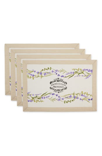 Design Imports Lavender Garden Set Of 4 Placemats In White/beige
