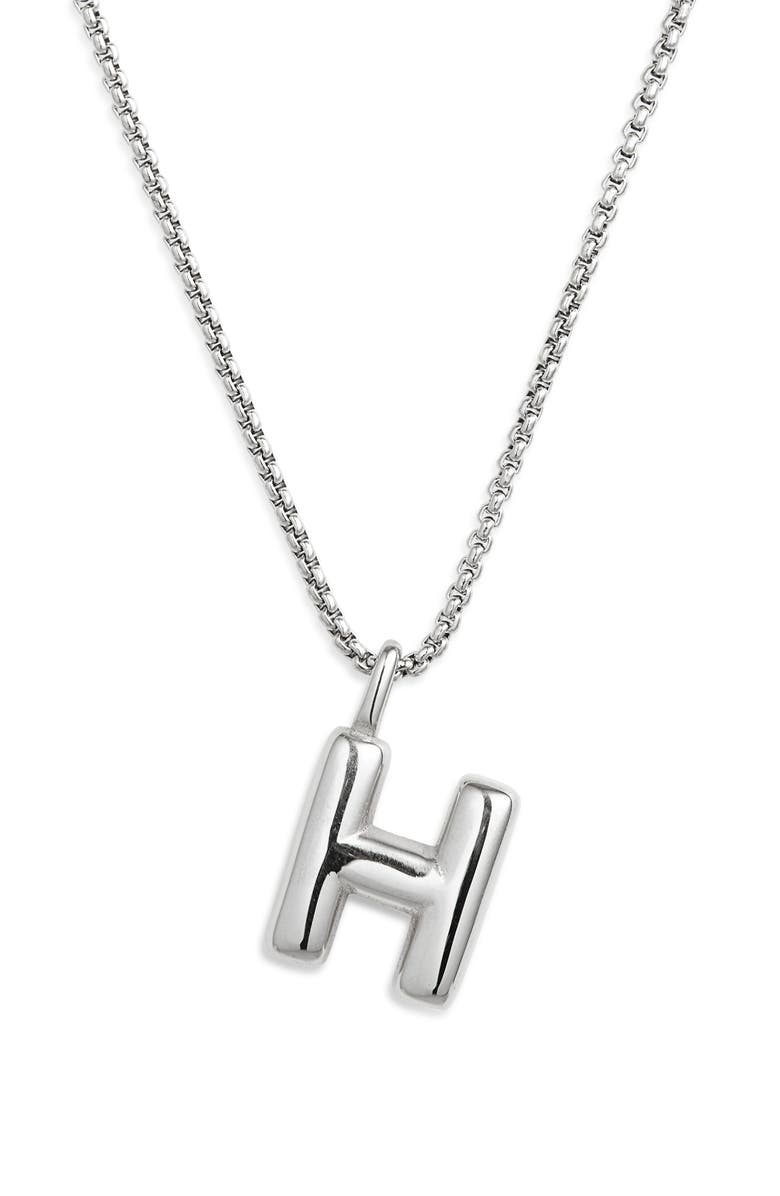 Open Edit Waterproof Bubble Initial Pendant Necklace, Alternate, color, H- Silver