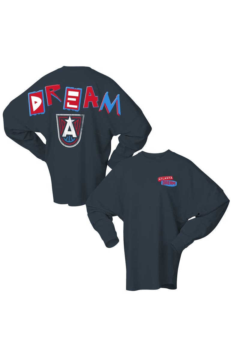 SPIRIT JERSEY Women's Spirit Jersey Charcoal Atlanta Dream Patches Oversized Long Sleeve T-Shirt, Main, color, Charcoal