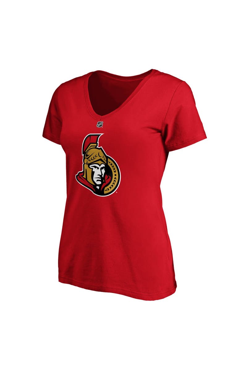 FANATICS Women's Fanatics Branded Brady Tkachuk Red Ottawa Senators Authentic Stack Name & Number V-Neck T-Shirt, Alternate, color, Red