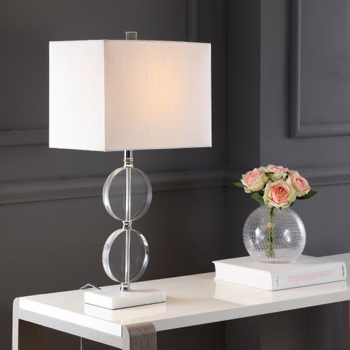 Jonathan Y Richard 26" Crystal/marble Led Table Lamp, Clear/white In Clear/white