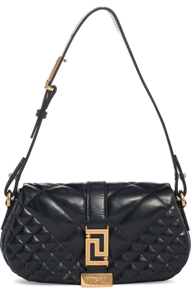 Versace Mini Greca Goddess Quilted Leather Shoulder Bag, Main, color,