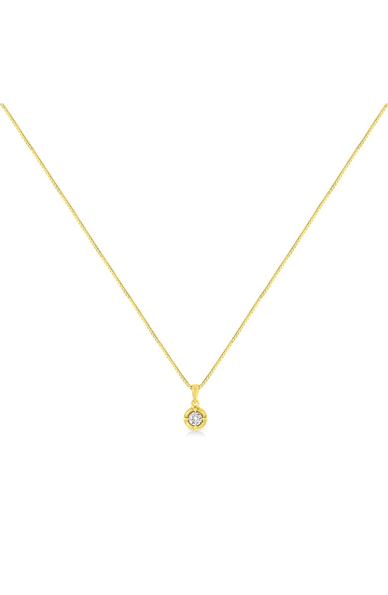 Haus of Brilliance 14K Yellow Gold Plated Silver 1/3 Cttw Diamond Solitaire Milgrain Pendant Necklace, Alternate, color, Yellow