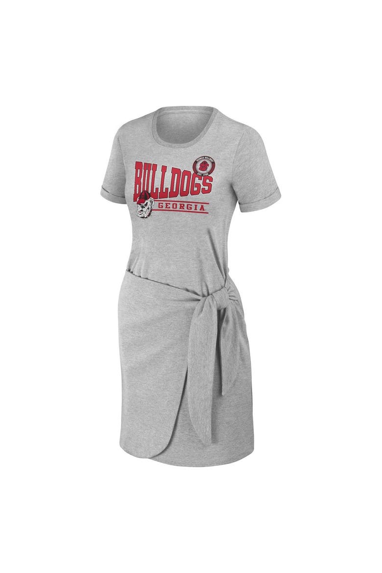 Women's WEAR by Erin Andrews Heather Gray Georgia Bulldogs Knotted T-Shirt Dress, Alternate, color, Heather Gray