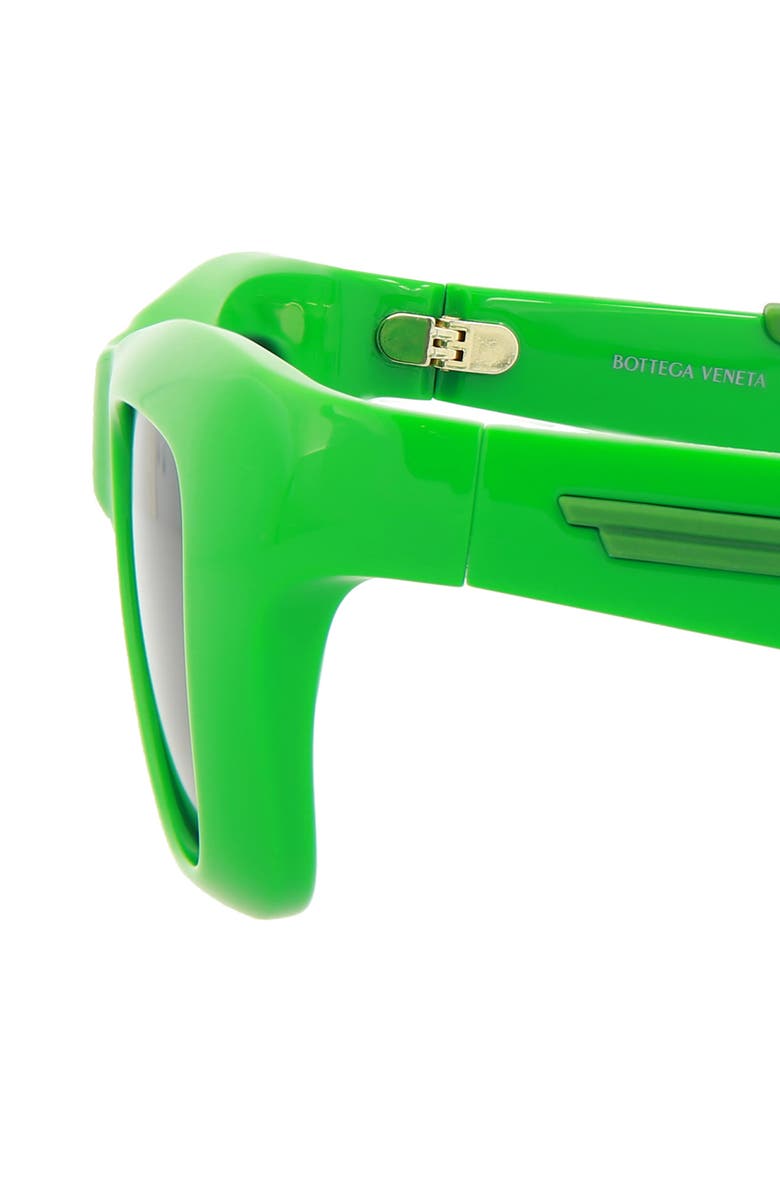 Bottega Veneta 49mm Rectangular Sunglasses, Alternate, color, Green Green Green