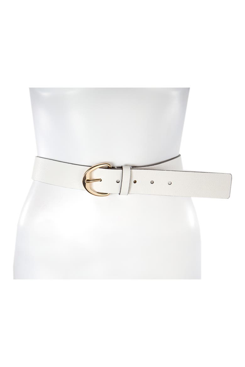 Pebbled Leather Belt, Alternate, color, OPTIC WHITE