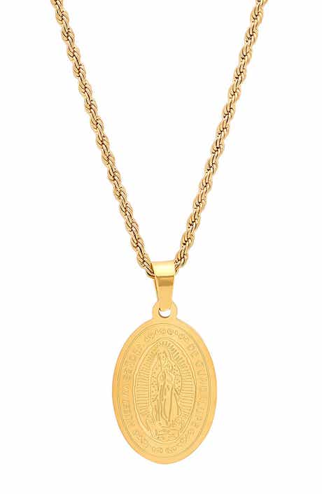 18K Gold Plated Virgin Mary Pendant Necklace