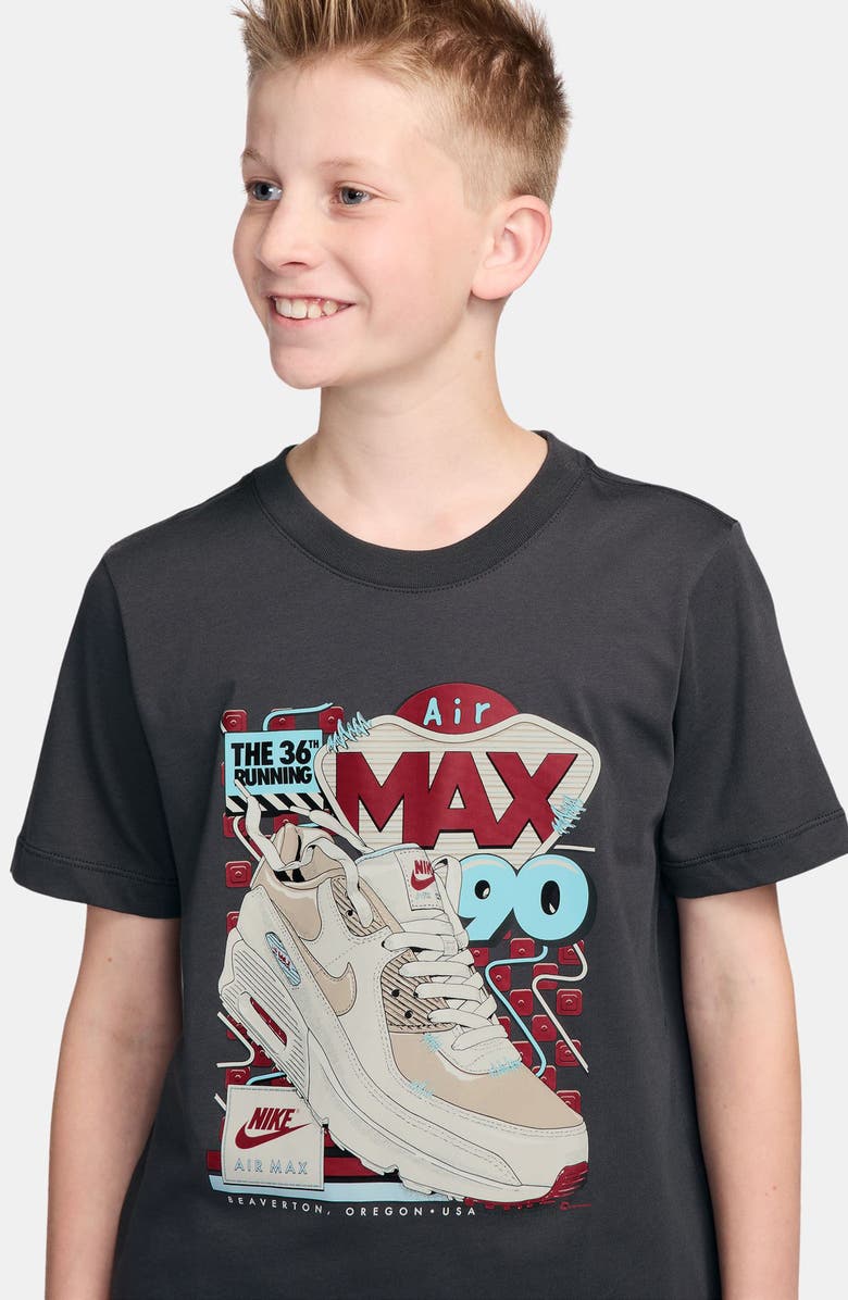 Nike Kids' Air Max 90 Cotton Graphic T-Shirt, Alternate, color, Anthracite