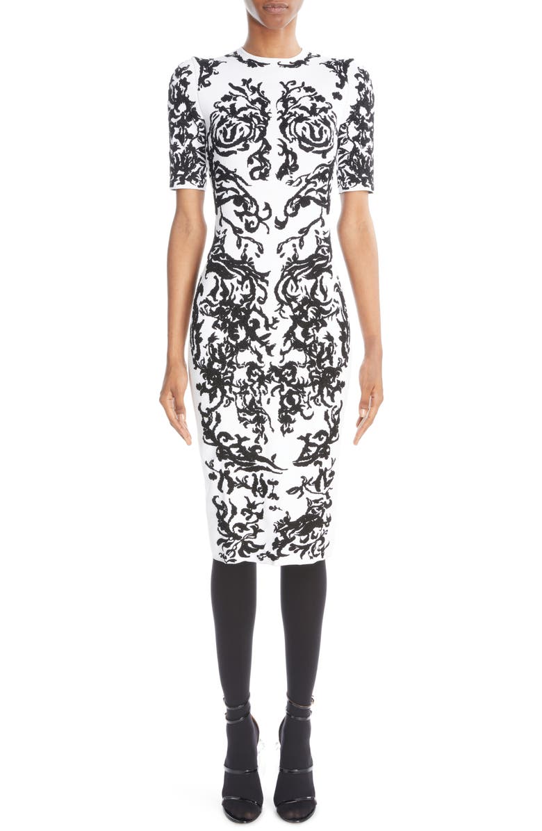 Alaïa Calli Padded Shoulder Midi Dress, Main, color, 