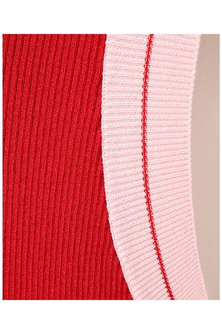 Contrast Detail Sleeveless Sweater, Alternate, color, RED